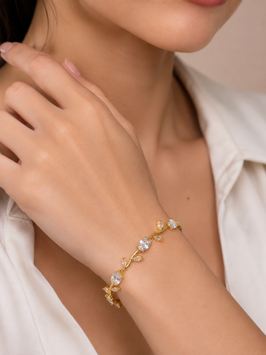 Elegant Wrist With Gold Vine Bracelet
